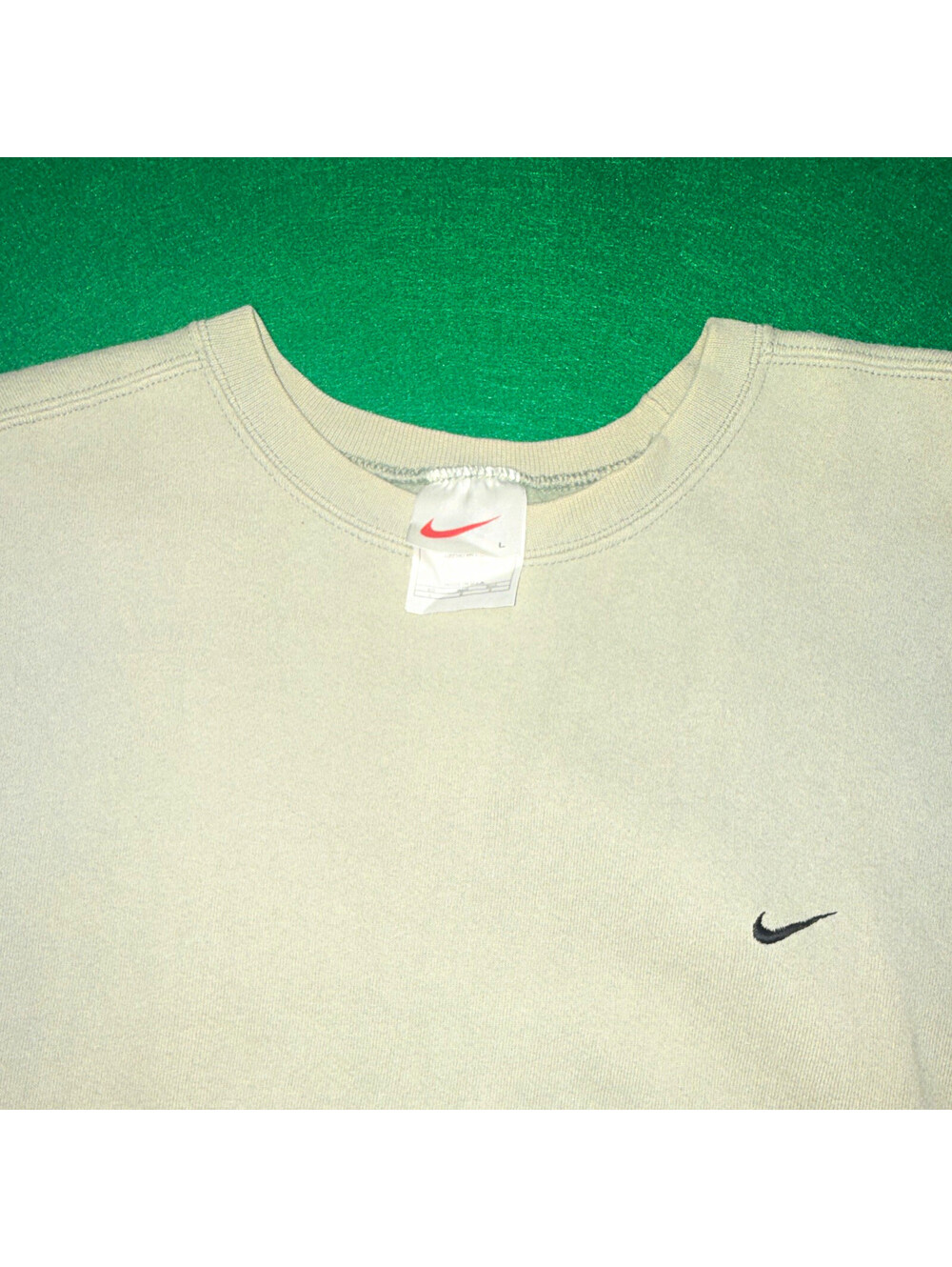 MadeInTheUSA90s Nike Embroidered Swoosh Crewneck Sweatshirt Distressed GrayLarge